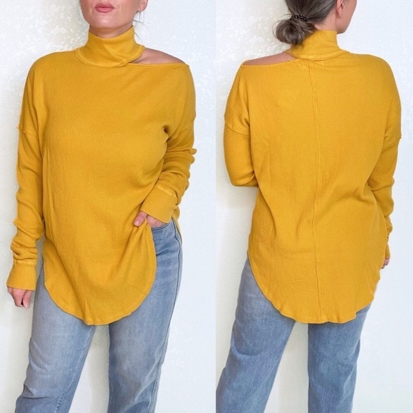 Free People Mustard Long Sleeve Top - Picture 3 of 10